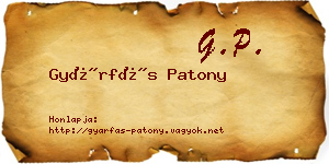 Gyárfás Patony névjegykártya
